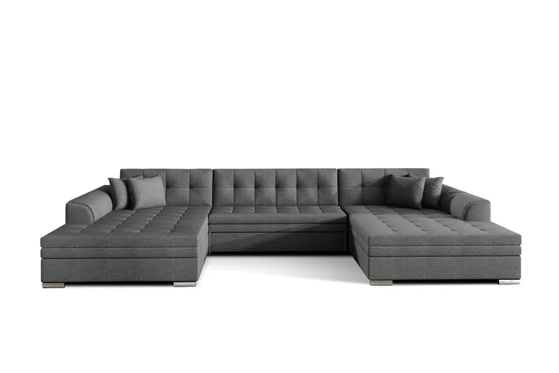 Ventolia Knappet U-formet Hjørnesovesofa i Stoff - Grå - Møbler - Sofaer - Sovesofaer