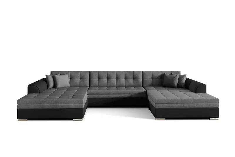 Ventolia Knappet U-formet Hjørnesovesofa i Stoff - Grå|Svart - Møbler - Sofaer - Sovesofaer
