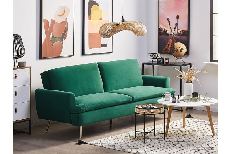 Vettre 3-seters Sovesofa - Fløyel/Mørkegrønn - Møbler - Sofaer - Sovesofaer