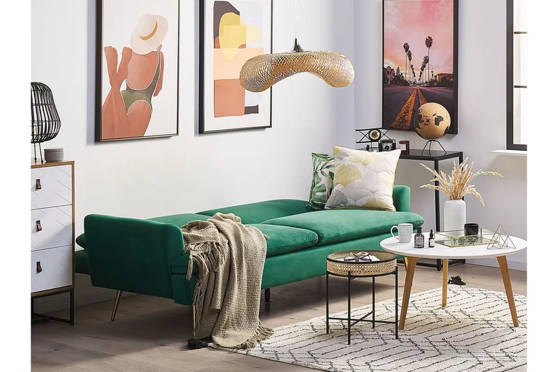 Vettre 3-seters Sovesofa - Fløyel/Mørkegrønn - Møbler - Sofaer - Sovesofaer