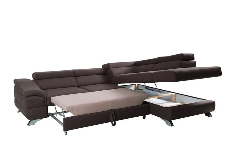 View Sovesofa 3-seter med Sjeselong Høyre - Mørkegrå - Møbler - Sofaer - Sovesofaer