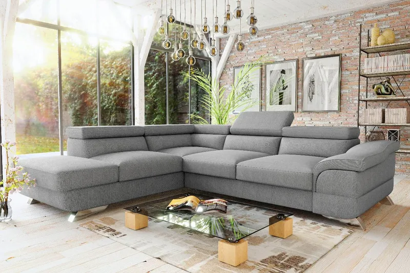 View Sovesofa 3-seter med Sjeselong Venstre - Lysegrå - Møbler - Sofaer - Sovesofaer