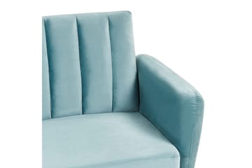 Vimmerby 2-seter Knappet Sovesofa i Stoff med Trebein - Lyseblå - Møbler - Sofaer - Sovesofaer