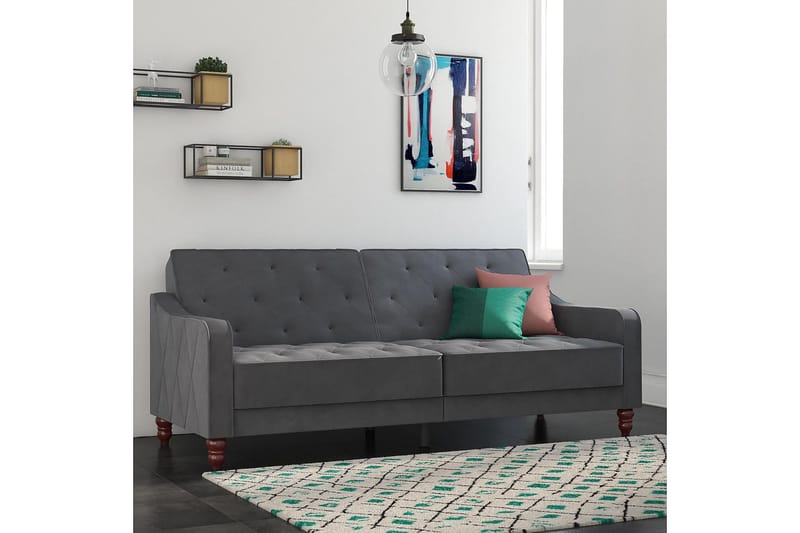 Vintage Tufted 2-seters Sovesofa Grå - Novogratz - Møbler - Sofaer - Sovesofaer