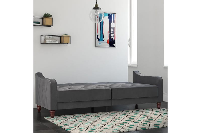 Vintage Tufted 2-seters Sovesofa Grå - Novogratz - Møbler - Sofaer - Sovesofaer