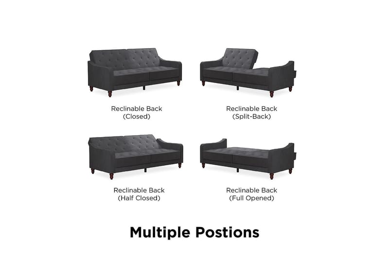 Vintage Tufted 2-seters Sovesofa Grå - Novogratz - Møbler - Sofaer - Sovesofaer