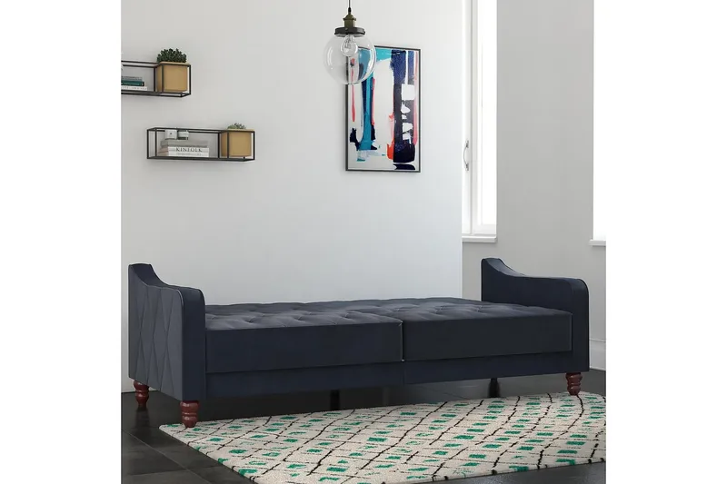 Vintage Tufted 2-seters Sovesofa Marineblå - Novogratz - Møbler - Sofaer - Sovesofaer