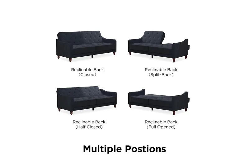 Vintage Tufted 2-seters Sovesofa Marineblå - Novogratz - Møbler - Sofaer - Sovesofaer