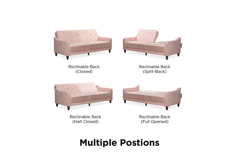 Vintage Tufted 2-seters Sovesofa Rosa - Novogratz - Møbler - Sofaer - Sovesofaer