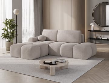 Vittario 3-seters boblete sovesofa med divan og oppbevaring, venstre - Royal 18 - Møbler - Sofaer - Sovesofaer