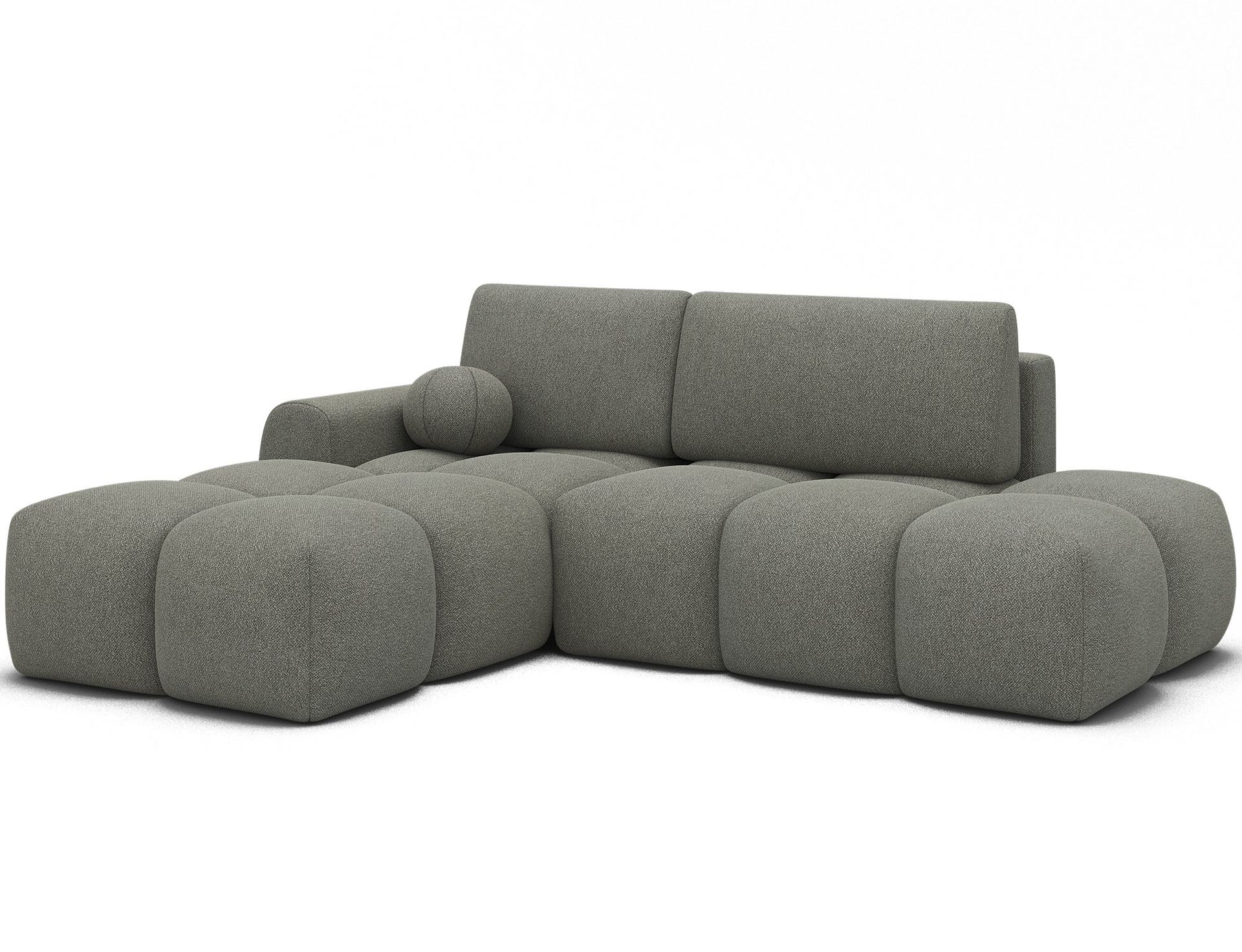 Vittario 3-seters boblete sovesofa med divan og oppbevaring, venstre - Xillar 100