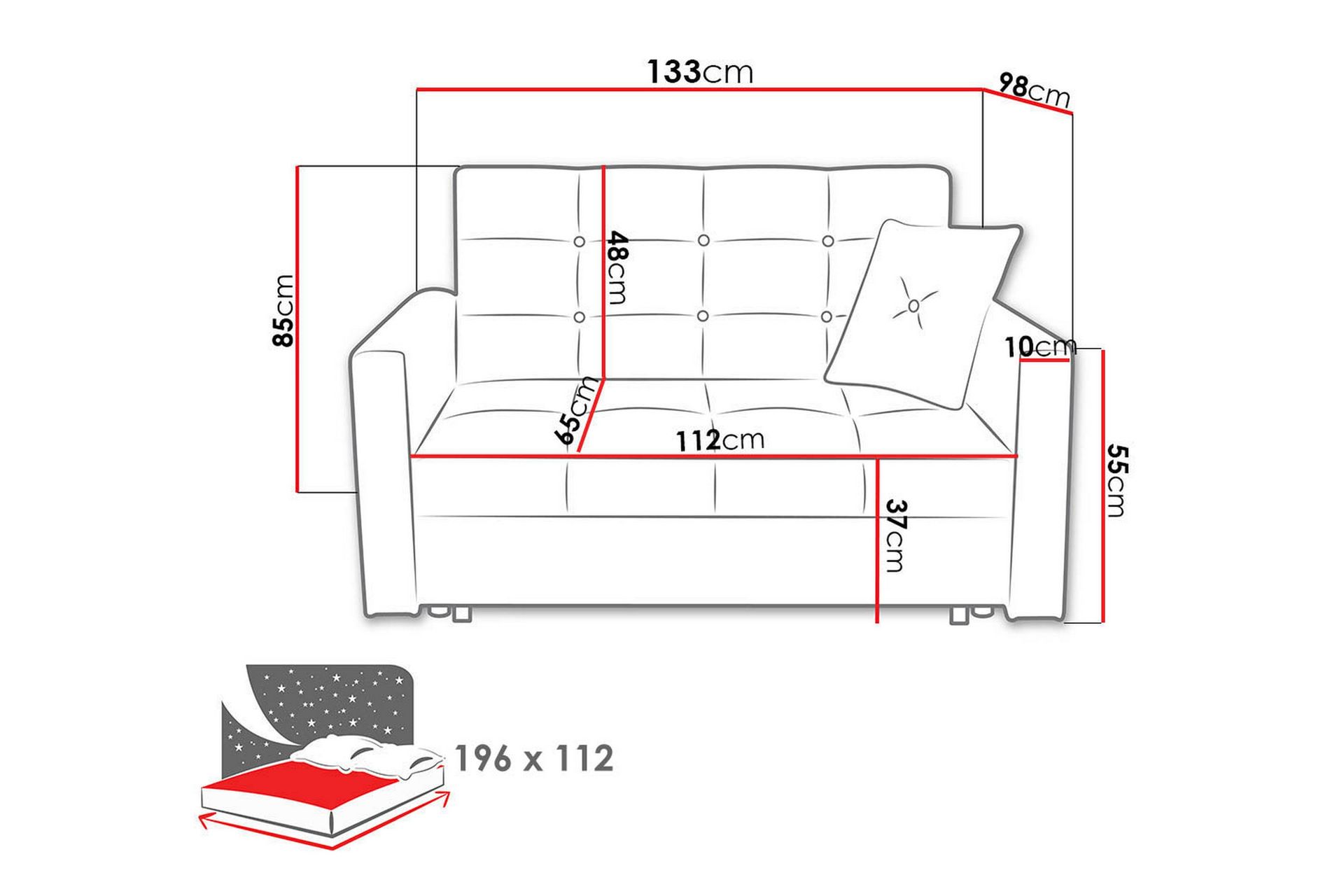 Viva Sovesofa 133x100x85 cm - Møbler - Sofaer - Sovesofaer