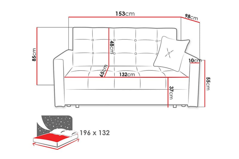 Viva Sovesofa 153x100x85 cm - Møbler - Sofaer - Sovesofaer