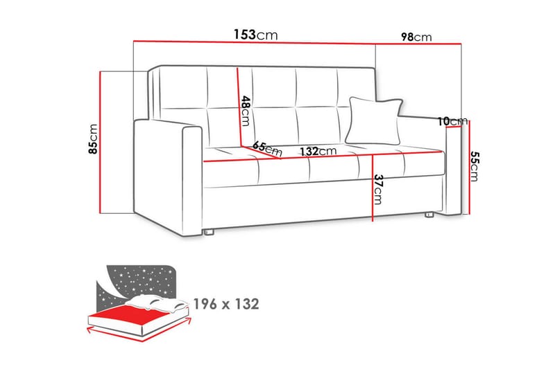 Viva Sovesofa 153x100x85 cm - Sovesofaer - 2 seters sovesofa - Fløyel sofaer