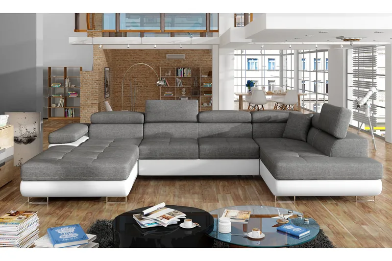 Vueltas Hjørnesovesofa - Grå/Hvit - Møbler - Sofaer - Sovesofaer