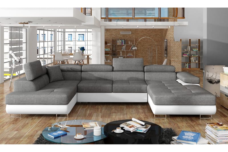 Vueltas Hjørnesovesofa - Grå/Hvit - Møbler - Sofaer - Sovesofaer