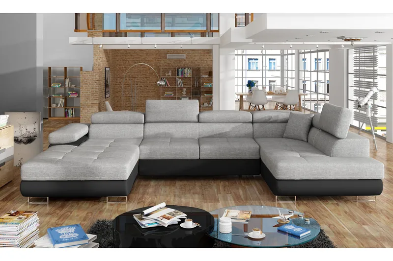 Vueltas Hjørnesovesofa - Grå/Svart - Møbler - Sofaer - Sovesofaer