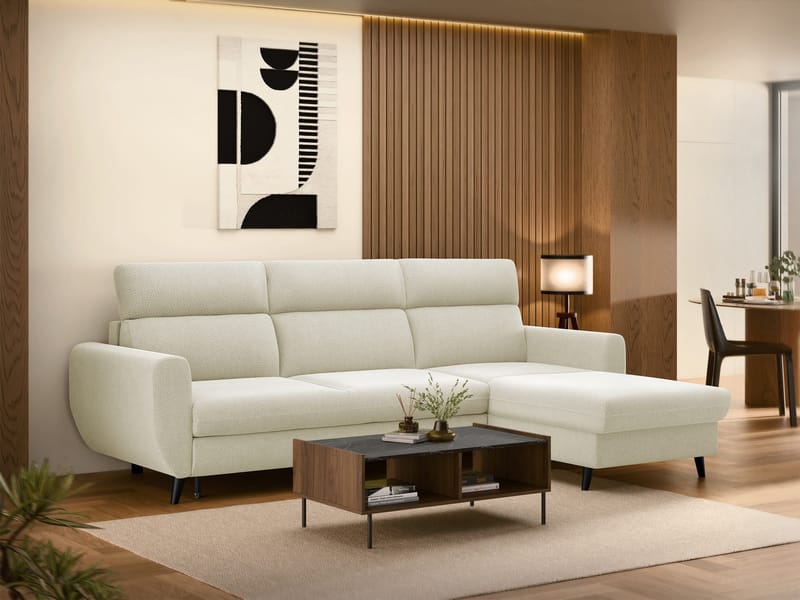 Vylon 3-seters sovesofa med divan - beige - Møbler - Sofaer - Sovesofaer