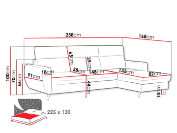 Vylon 3-seters sovesofa med divan - beige - Møbler - Sofaer - Sovesofaer