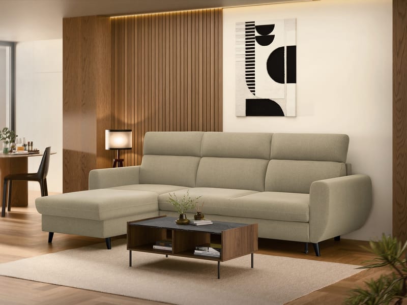 Vylon 3-seters sovesofa med divan - Beige - Møbler - Sofaer - Sovesofaer