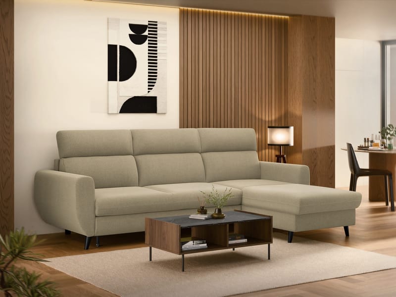 Vylon 3-seters sovesofa med divan - Beige - Møbler - Sofaer - Sovesofaer