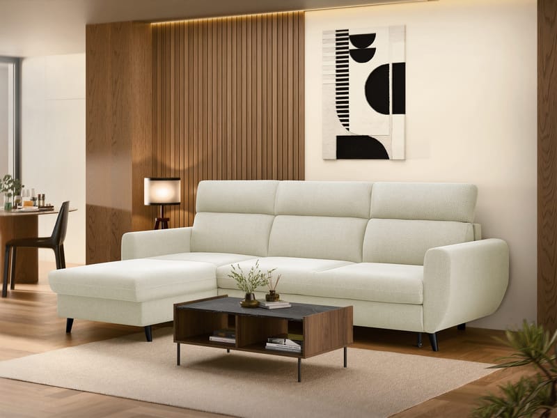 Vylon 3-seters sovesofa med divan - beige - Møbler - Sofaer - Sovesofaer