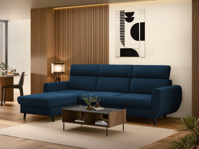 Vylon 3-seters sovesofa med divan - Blå - Møbler - Sofaer - Sovesofaer