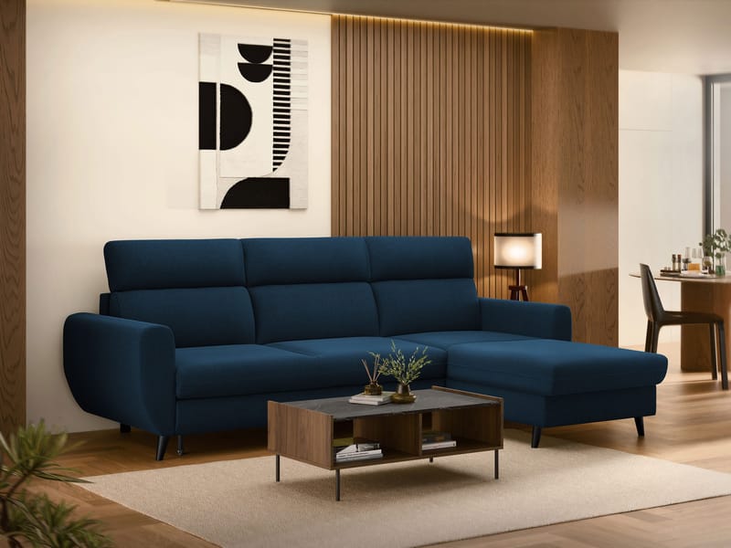 Vylon 3-seters sovesofa med divan - Blå - Møbler - Sofaer - Sovesofaer