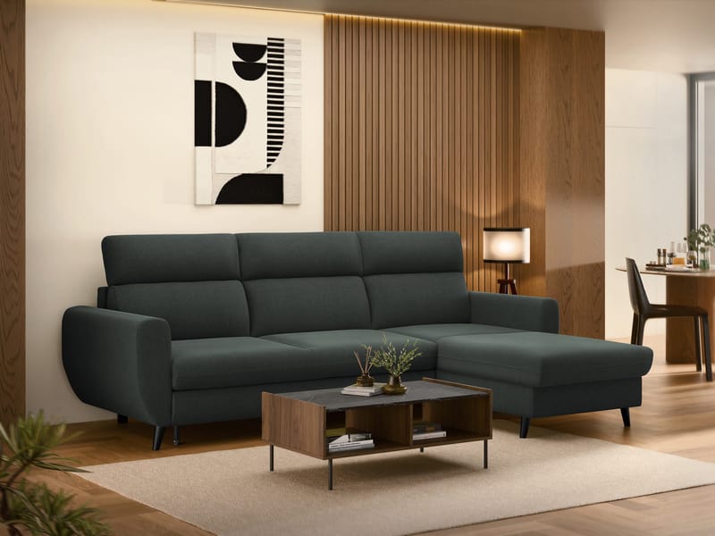 Vylon 3-seters sovesofa med divan - grå - Møbler - Sofaer - Sovesofaer