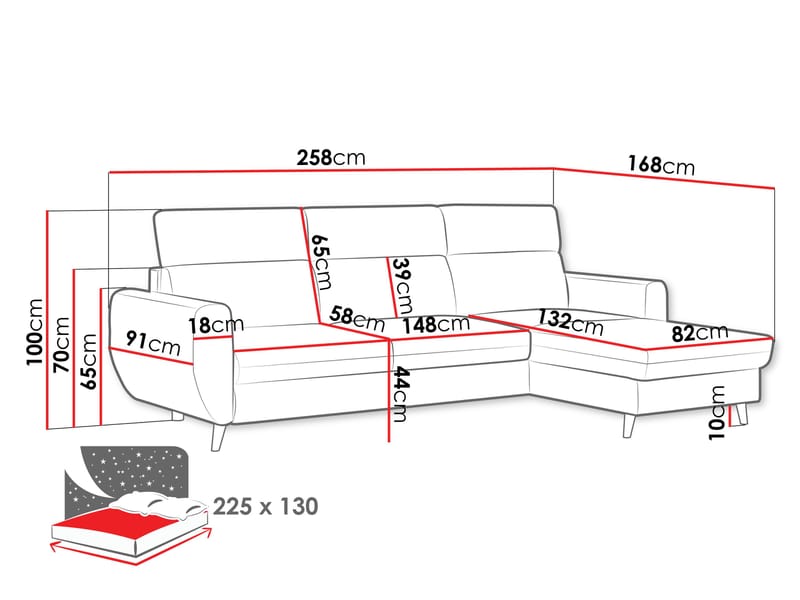Vylon 3-seters sovesofa med divan - Grønn - Møbler - Sofaer - Sovesofaer