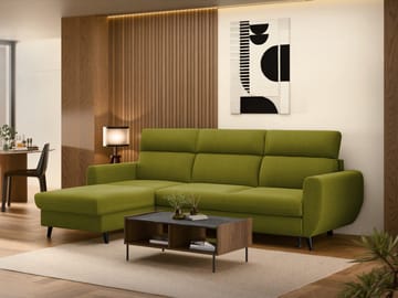 Vylon 3-seters sovesofa med divan - Grønn - Møbler - Sofaer - Sovesofaer