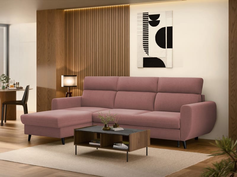 Vylon 3-seters sovesofa med divan - Rosa - Møbler - Sofaer - Sovesofaer