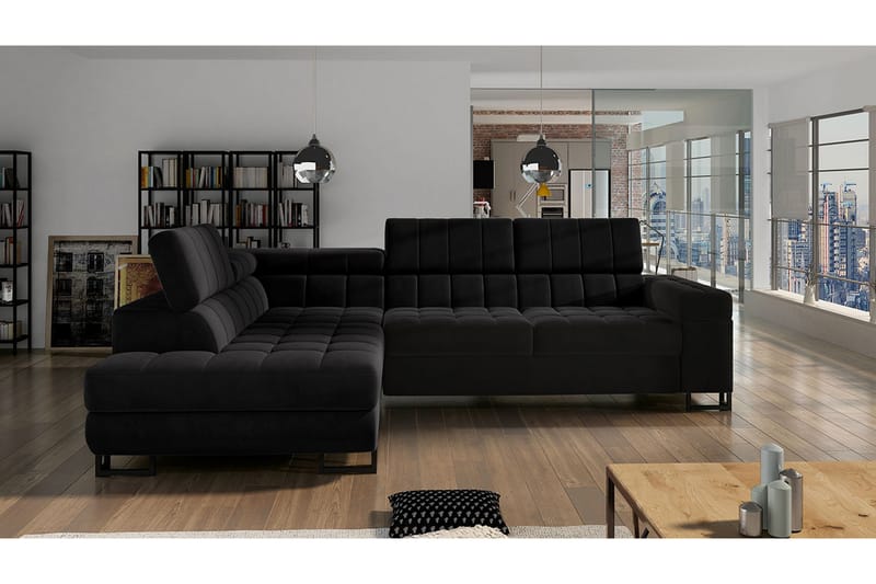 Warwick 3-seters Hjørnesovesofa - Svart - Møbler - Sofaer - Sovesofaer