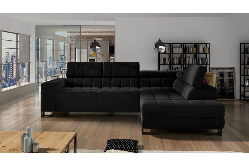 Warwick 3-seters Hjørnesovesofa - Svart - Møbler - Sofaer - Sovesofaer