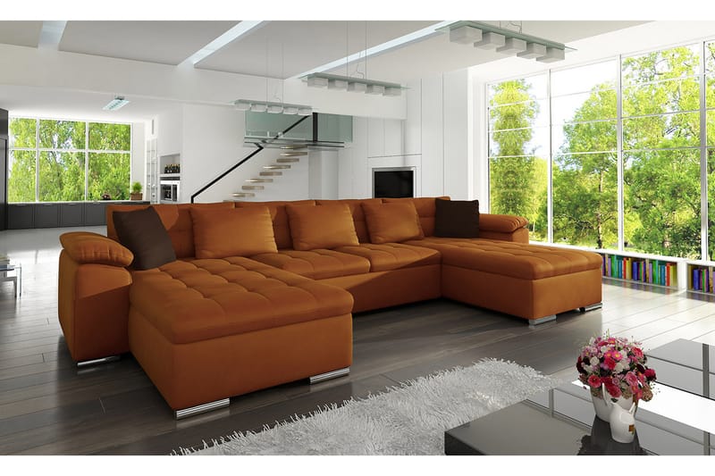 Wicenza U-sovesofa 375x155x76 cm - Sovesofaer - Fløyel sofaer - U sovesofa - Sovesofa divan