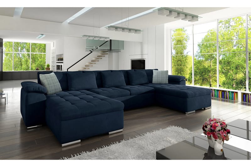 Wicenza U-sovesofa 375x155x76 cm - Sovesofaer - Fløyel sofaer - U sovesofa - Sovesofa divan