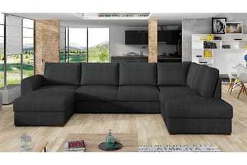Wilma 6-seter Sovesofa med Sjeselong i Stoff - Grå - Møbler - Sofaer - Sovesofaer