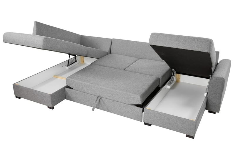 Wilma 6-seter Sovesofa med Sjeselong i Stoff med Kunstlærunderrede - Mellomgrå - Møbler - Sofaer - Sovesofaer
