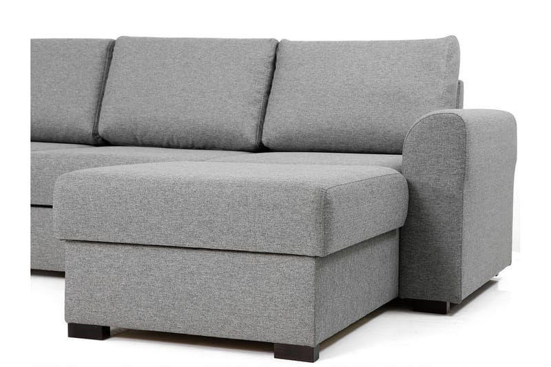 Wilma 6-seter Sovesofa med Sjeselong i Stoff med Kunstlærunderrede - Mellomgrå - Møbler - Sofaer - Sovesofaer