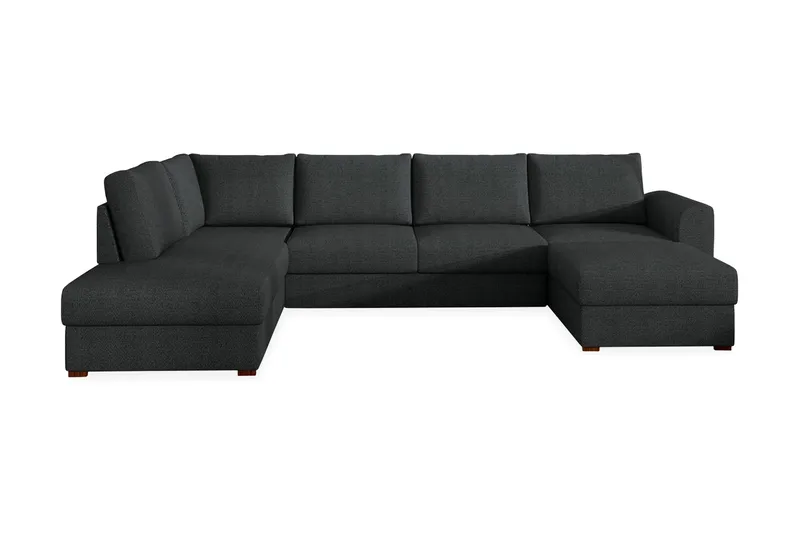 Wilma 6-seter Sovesofa med Sjeselong i Stoff med Trebein, Antracitt