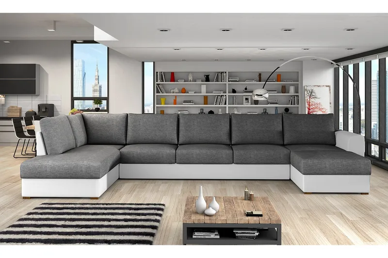 Wilma Hjørnesofa Venstre - Grå/Hvit - Møbler - Sofaer - Sovesofaer