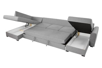 Wilma Sovesofa 141x340 cm med Oppbevaring i Stoff - Svart - Møbler - Sofaer - Sovesofaer