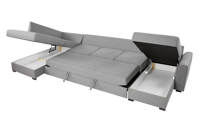 Wilma Sovesofa 141x340 cm med Oppbevaring i Stoff - Svart - Møbler - Sofaer - Sovesofaer