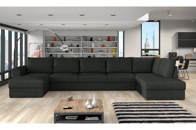 Wilma U-sovesofa Stor Høyre - Svart - Møbler - Sofaer - Sovesofaer