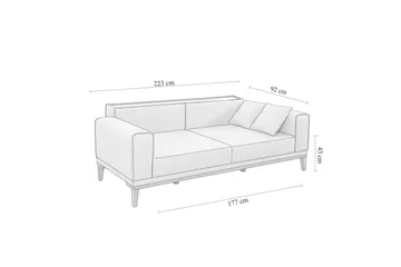 Wyong Sovesofa 3-seters 223x94 cm - Blå - Møbler - Sofaer - Sovesofaer