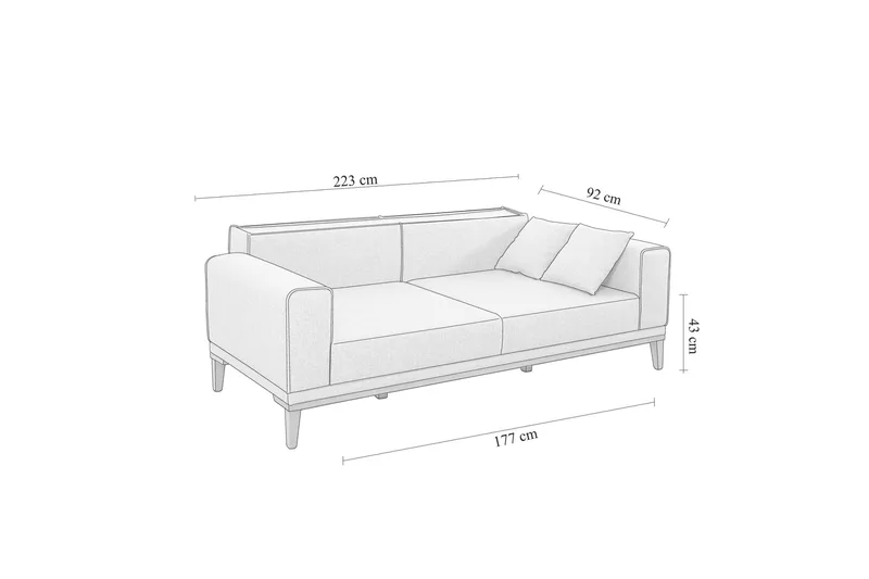 Wyong Sovesofa 3-seters 223x94 cm - Grå - Møbler - Sofaer - Sovesofaer