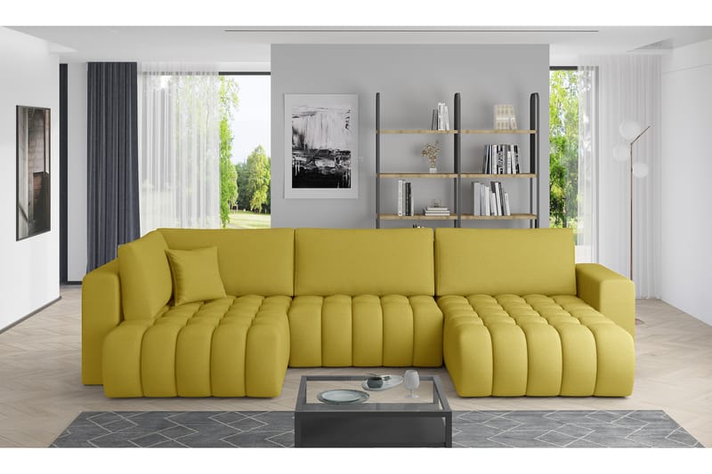 Yorktown U-sovesofa Divan Høyre - Gul - Sovesofaer - Sovesofa divan