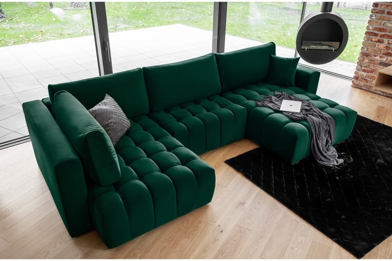 Yorktown U-sovesofa Divan Høyre - Mørkegrønn - Møbler - Sofaer - Sovesofaer