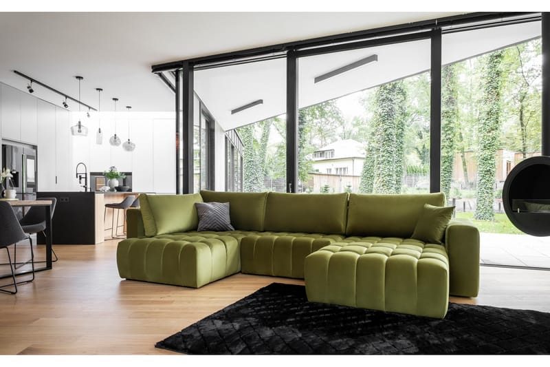 Yorktown U-sovesofa Divan Høyre - Mørkegrønn - Møbler - Sofaer - Sovesofaer