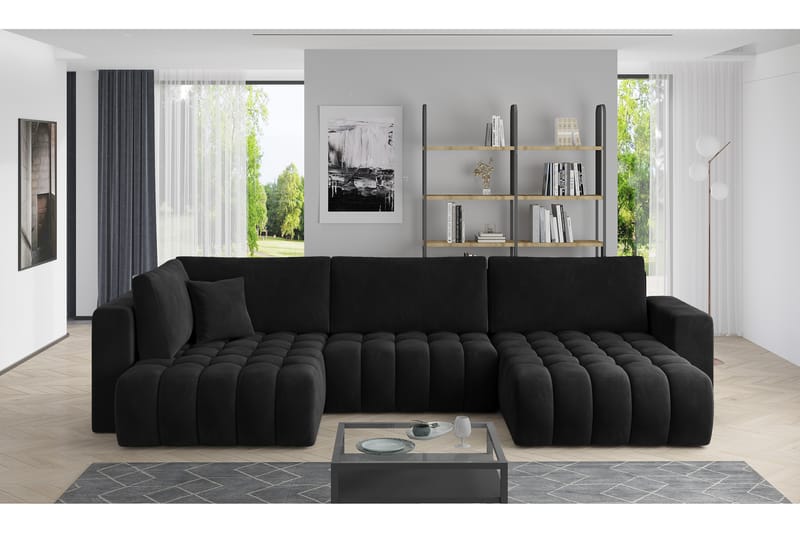 Yorktown U-sovesofa Divan Høyre - Rosa - Sovesofaer - Sovesofa divan - Fløyel sofaer